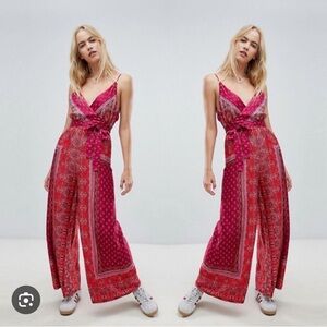 Free people satin jumpsuit